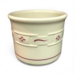 Longaberger Pottery Red Woven Traditions Crock with Brochure